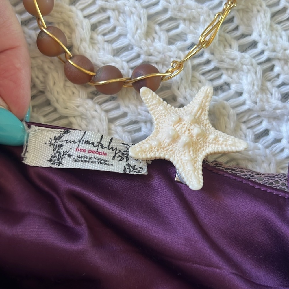 FREE PEOPLE Festival Ren Faire Purple Satin and Lace Trim Cropped Camisole - Picture 3 of 8